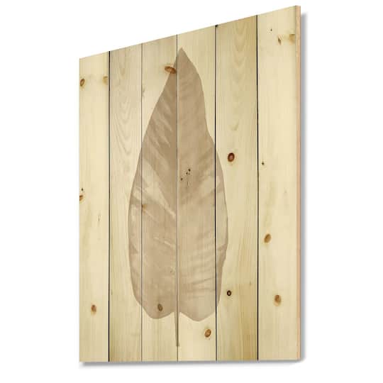 Designart - Dried Leaf Plant Beige On White